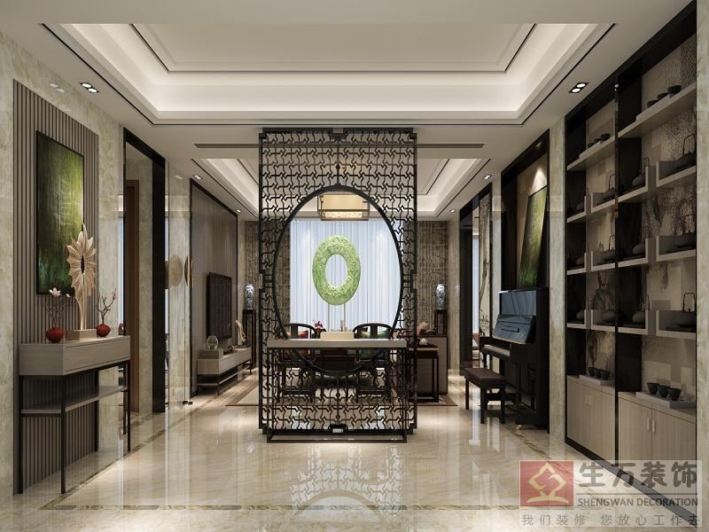 屏风定制现代时尚的中式元素的隔断，时尚的装饰层，简中式的端景台，显得空间舒适，有着丰富的中国文化。